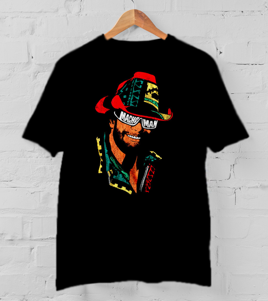 Macho Man Retro Style Cowboy Hat And Sunglasses T-Shirt