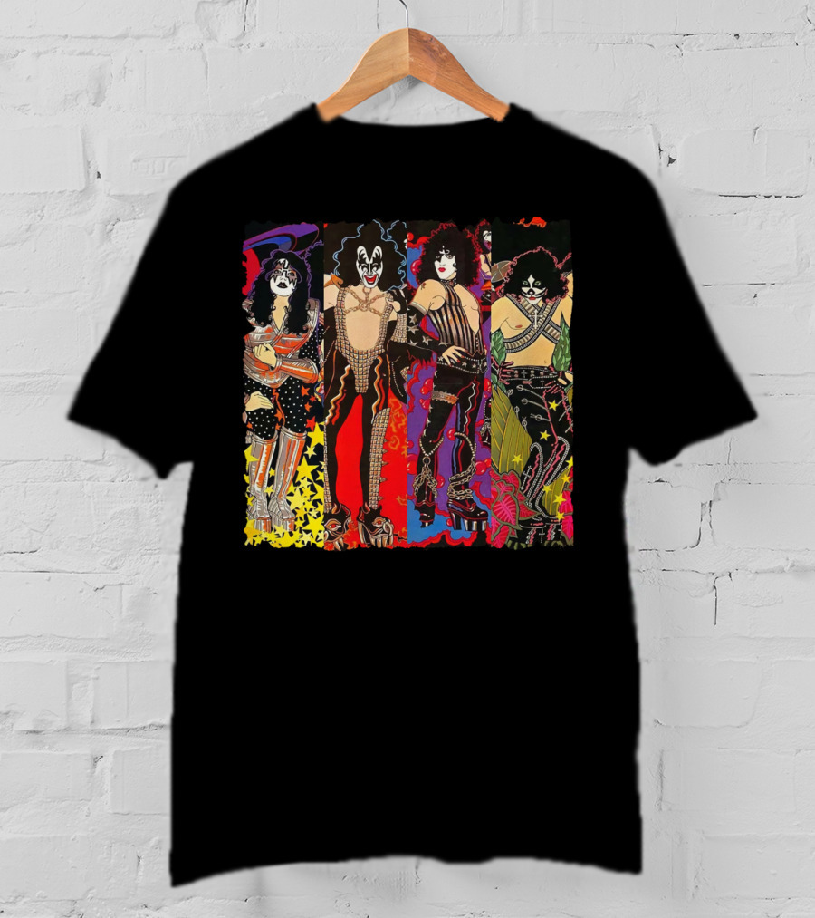 ISS2 KISS Band Cartoon Style Characters T-Shirt