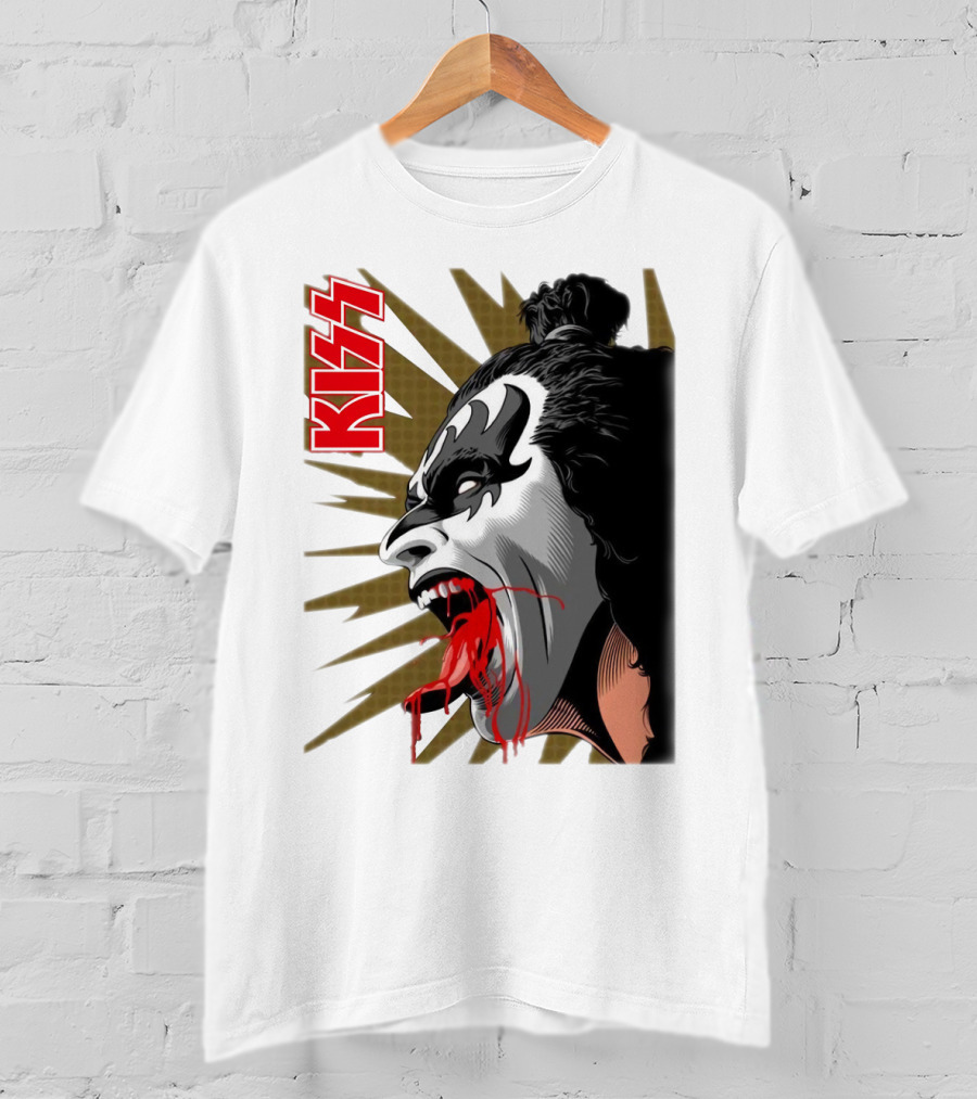KISS Demon Face Makeup With Blood Spatter T-Shirt