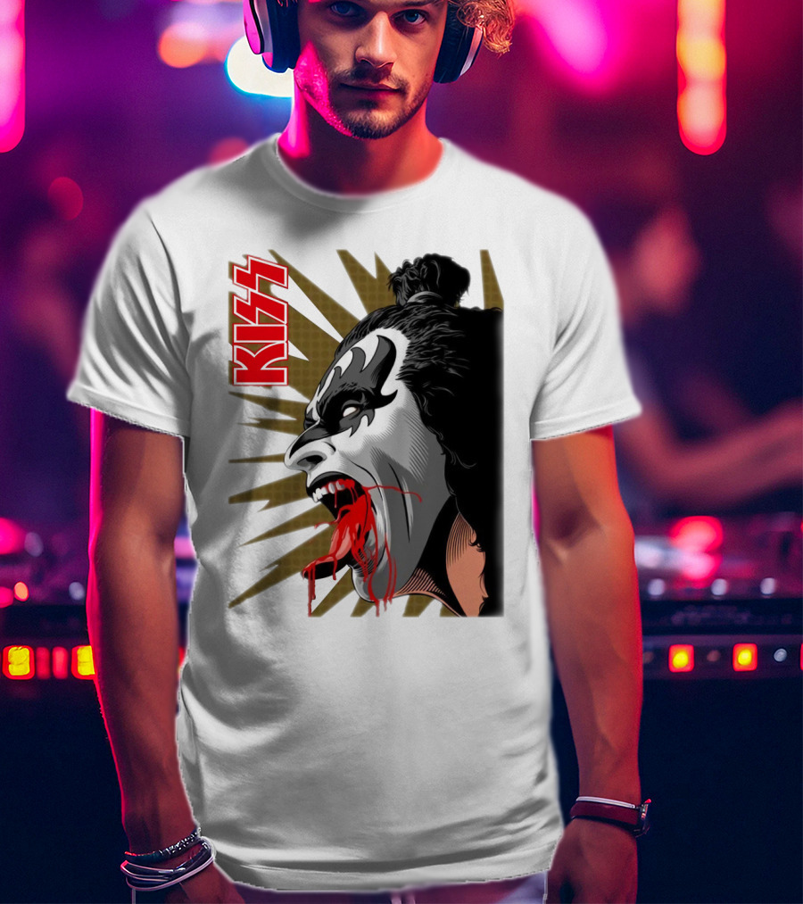 KISS Demon Face Makeup With Blood Spatter T-Shirt