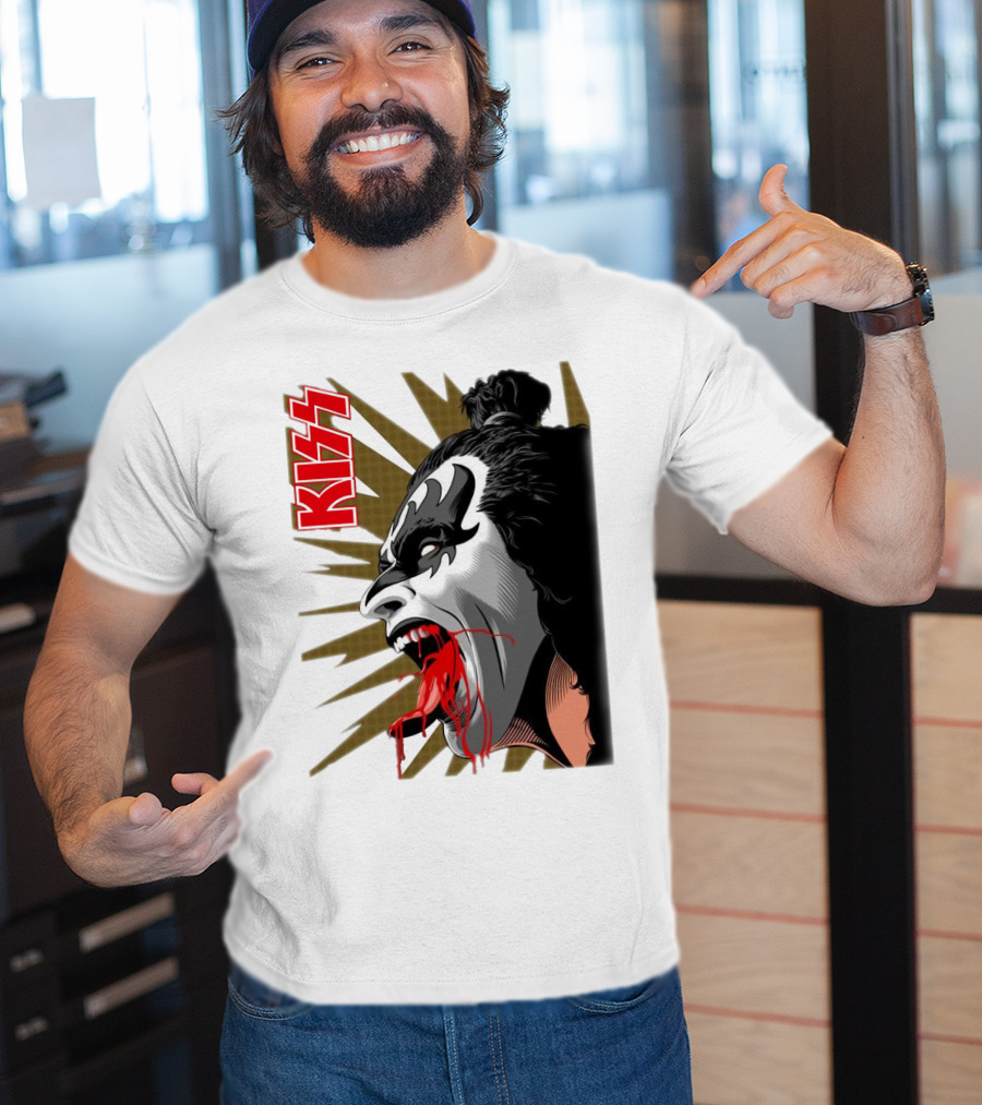 KISS Demon Face Makeup With Blood Spatter T-Shirt