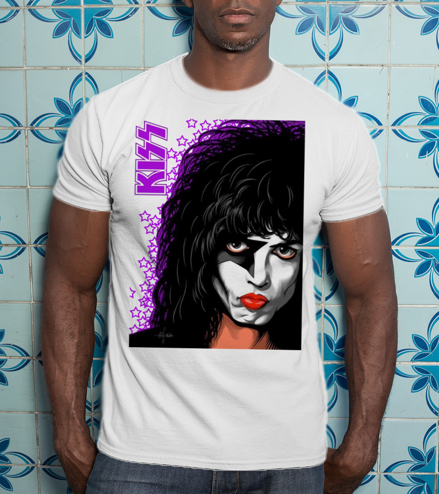 KISS Paul Stanley Starchild Icon With Purple Stars T-Shirt