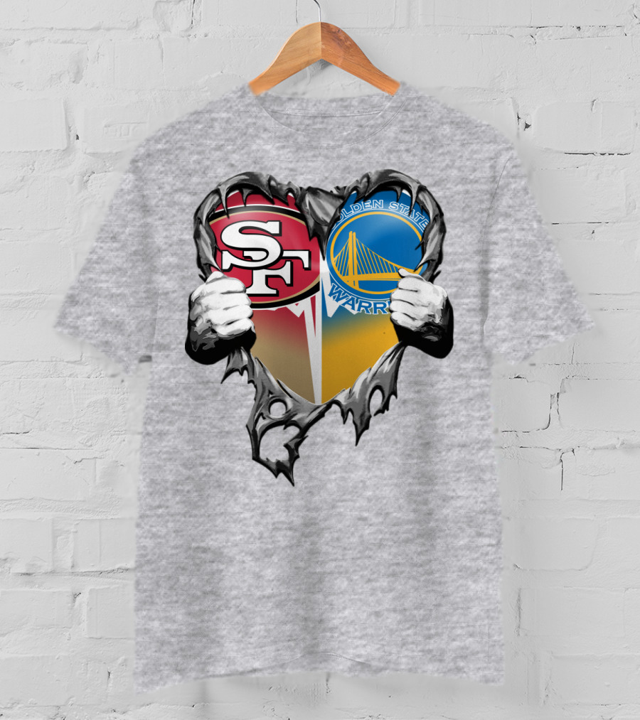 Sf 49ers Golden State Warriors Heart Logo Mashup T-Shirt