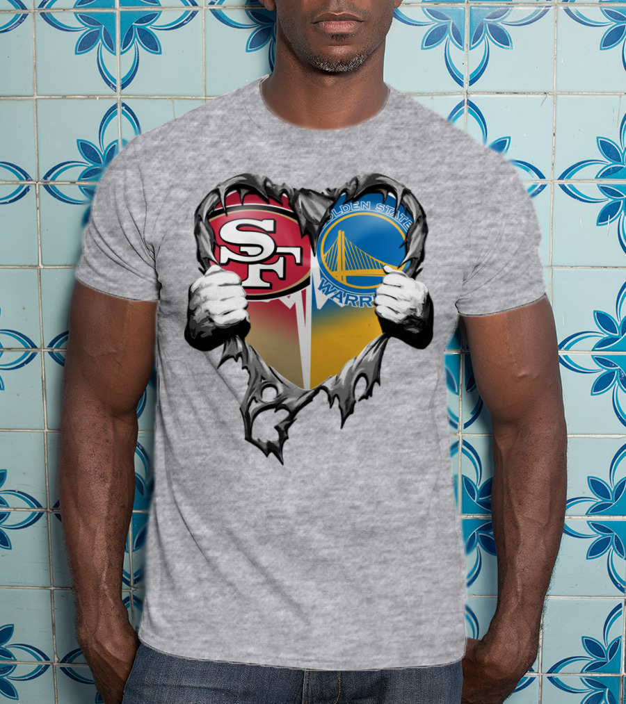 Sf 49ers Golden State Warriors Heart Logo Mashup T-Shirt