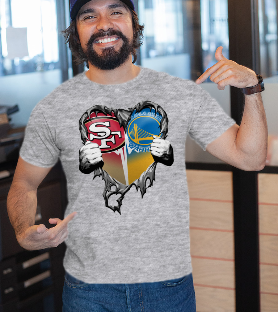 Sf 49ers Golden State Warriors Heart Logo Mashup T-Shirt