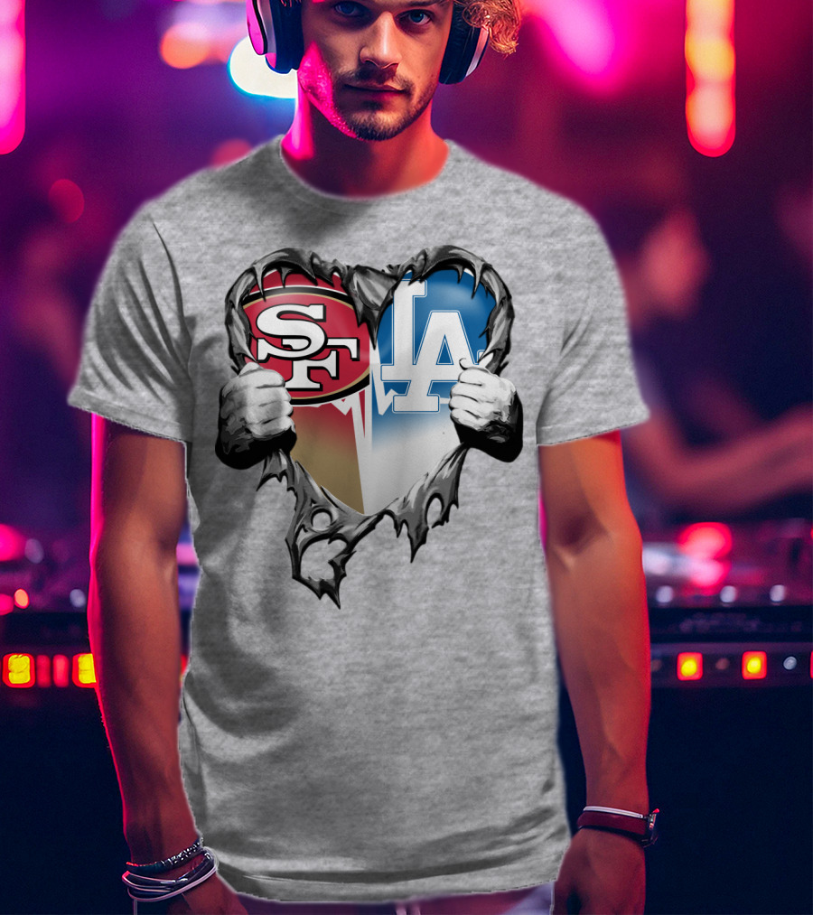 Sf La Heart Rivalry Baseball Fan Passion T-Shirt