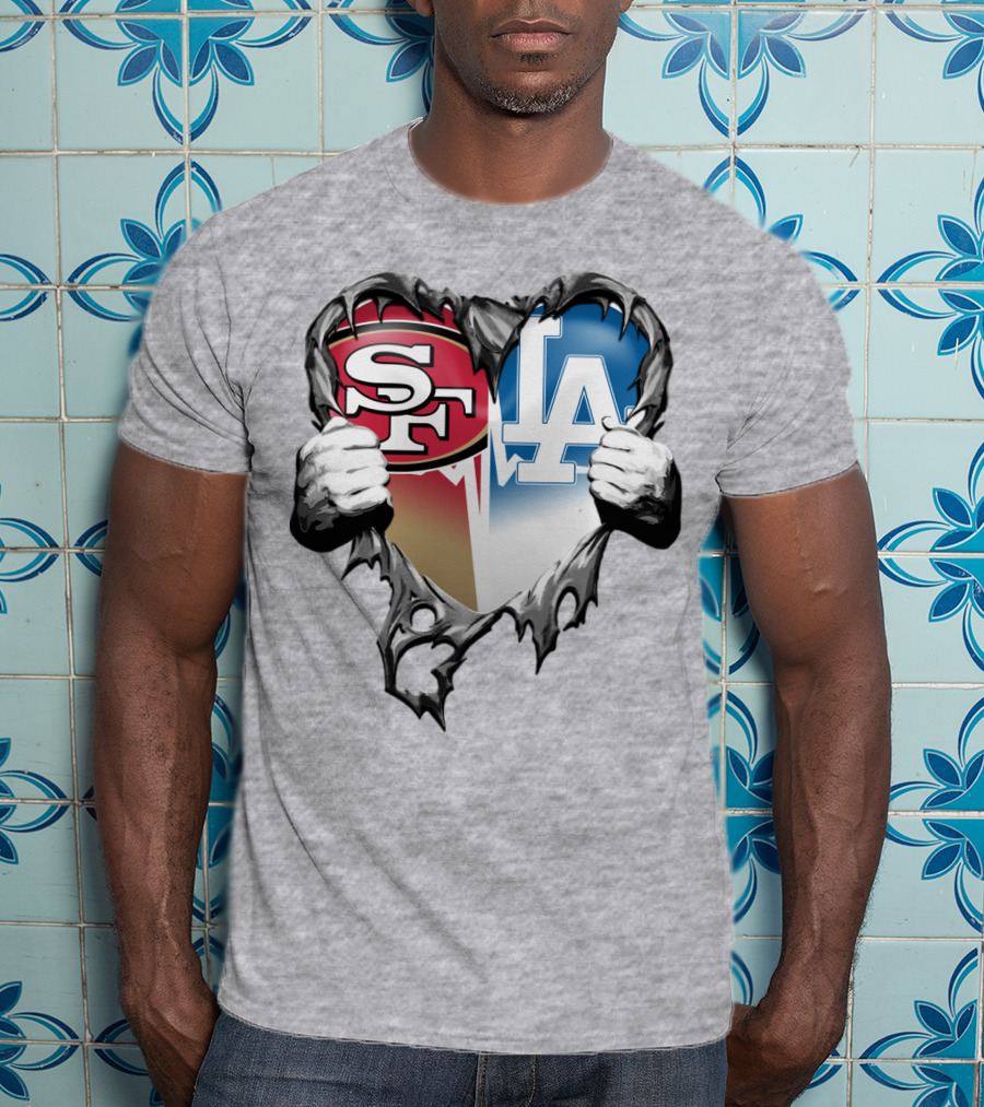 Sf La Heart Rivalry Baseball Fan Passion T-Shirt