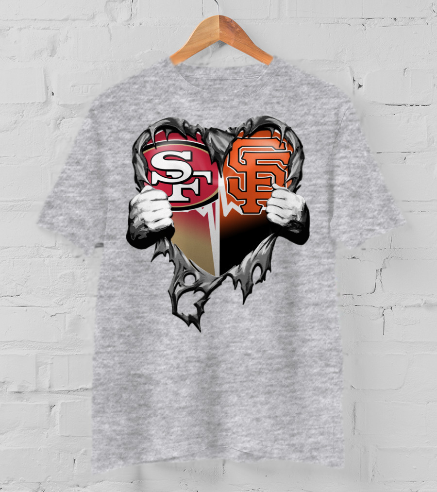 Sf Giants Sf 49ers Split Heart T-Shirt