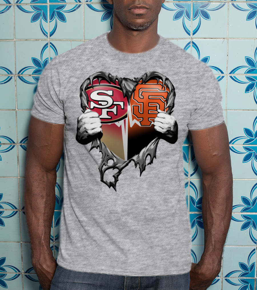 Sf Giants Sf 49ers Split Heart T-Shirt