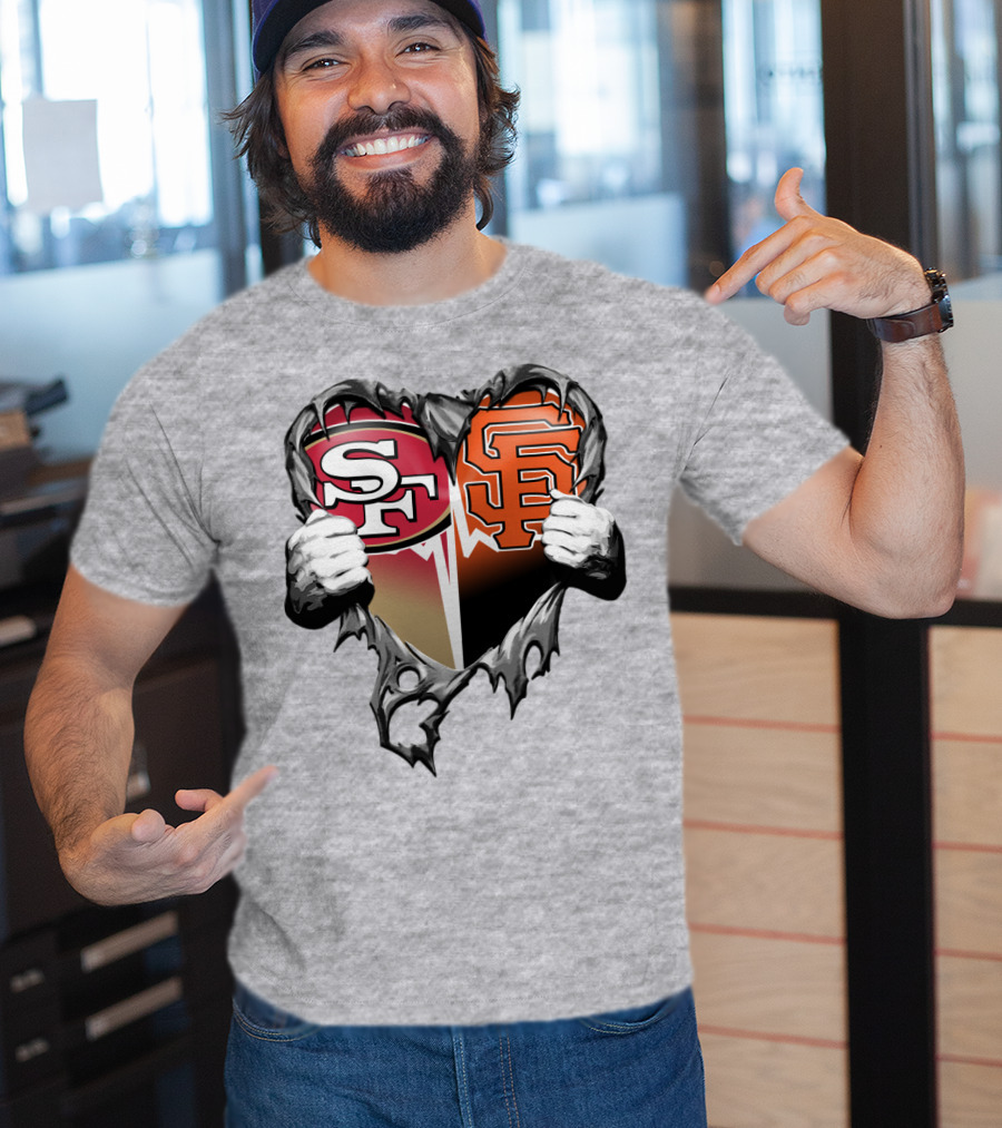 Sf Giants Sf 49ers Split Heart T-Shirt