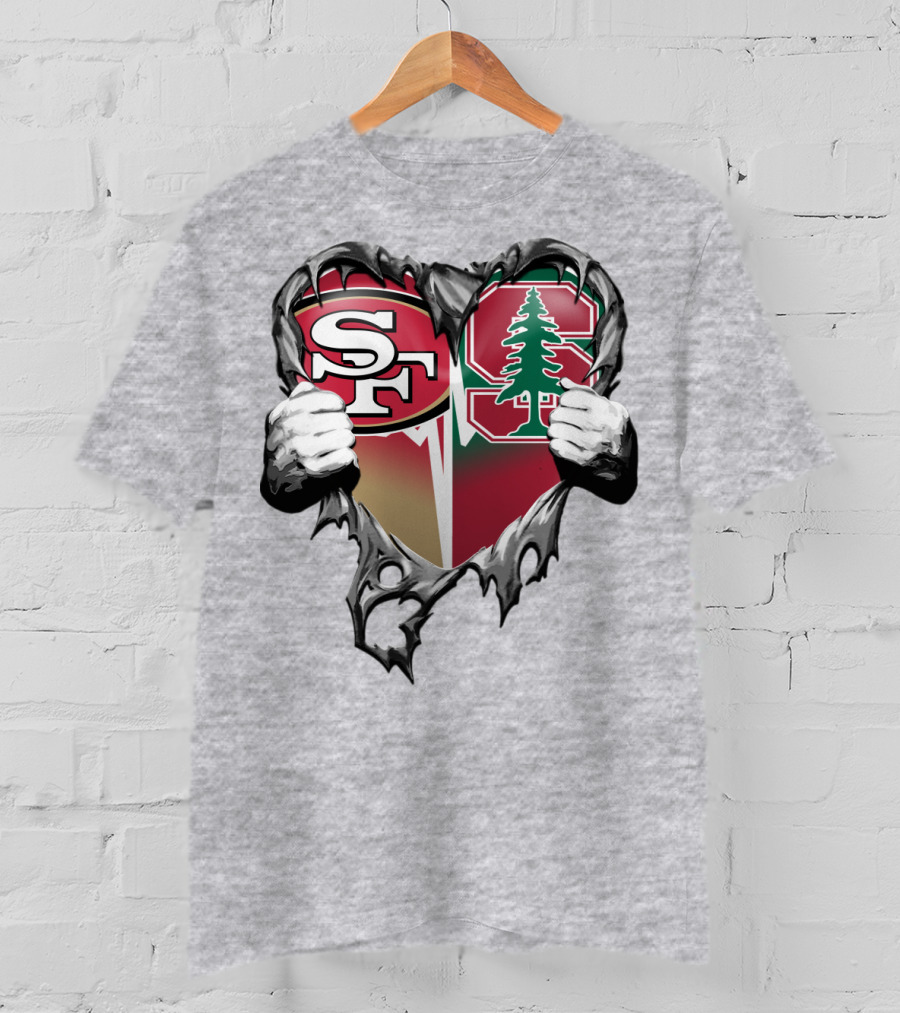 San Francisco 49ers And Stanford Cardinal Heart T-Shirt