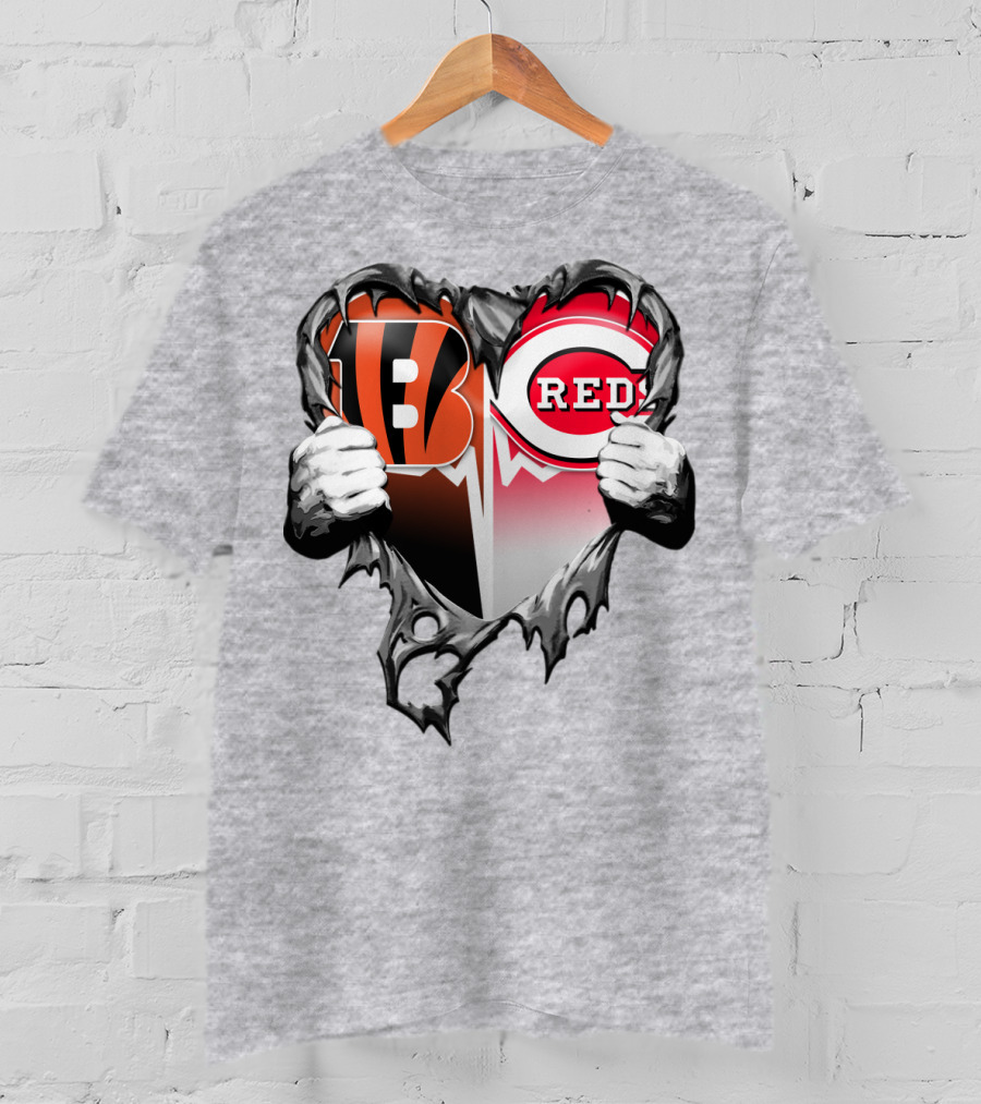 Cincinnati Bengals And Reds Heart T-Shirt