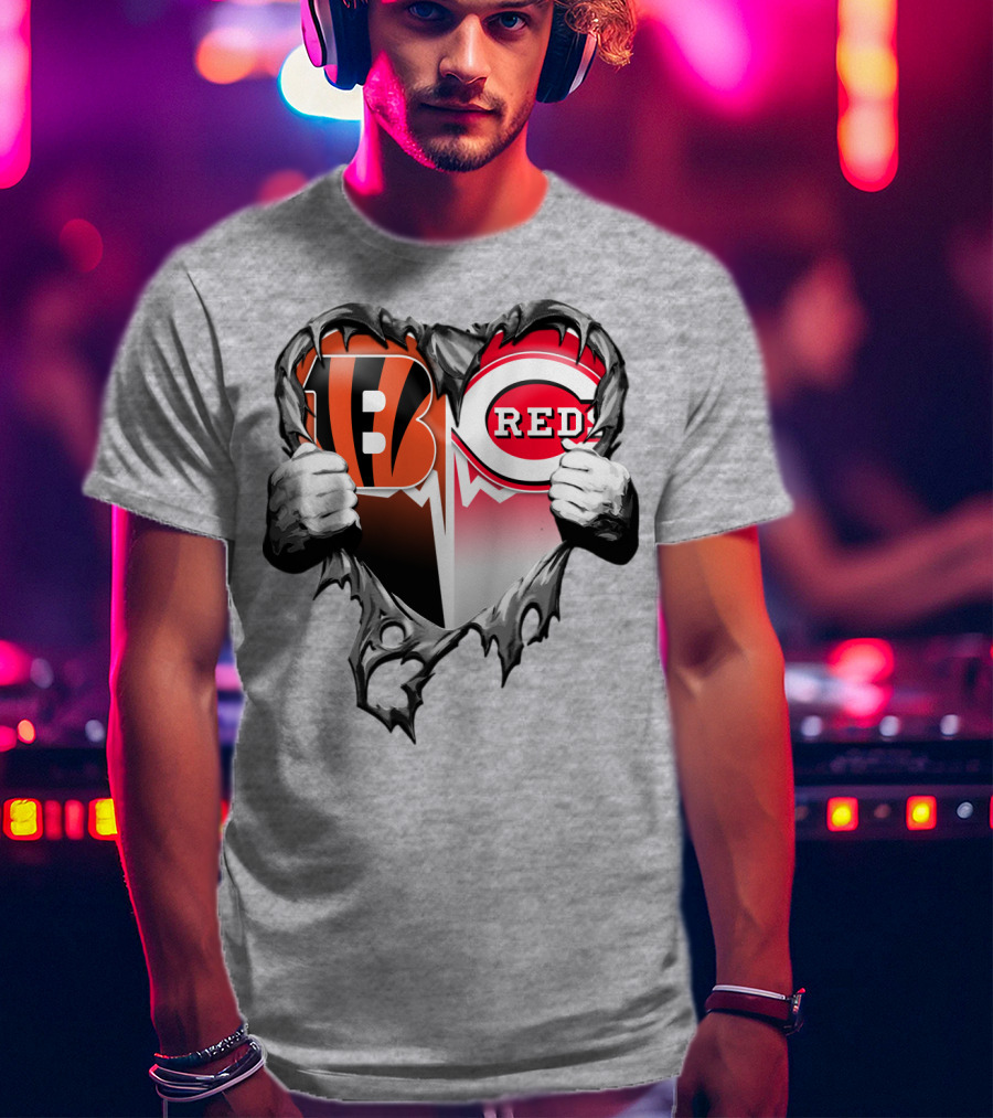 Cincinnati Bengals And Reds Heart T-Shirt