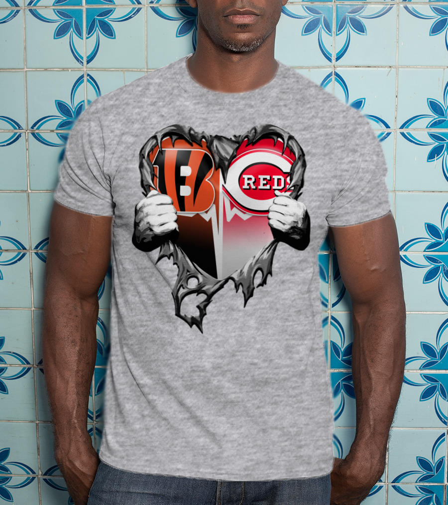 Cincinnati Bengals And Reds Heart T-Shirt