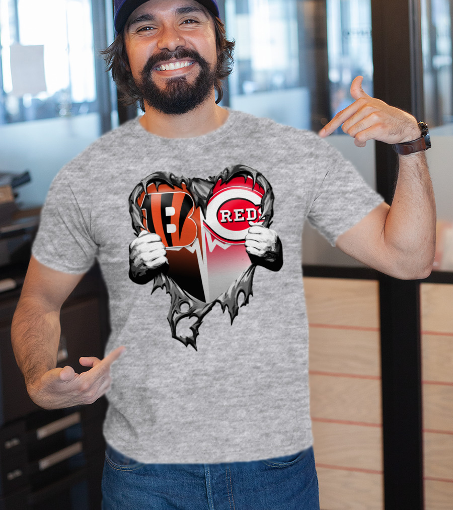 Cincinnati Bengals And Reds Heart T-Shirt