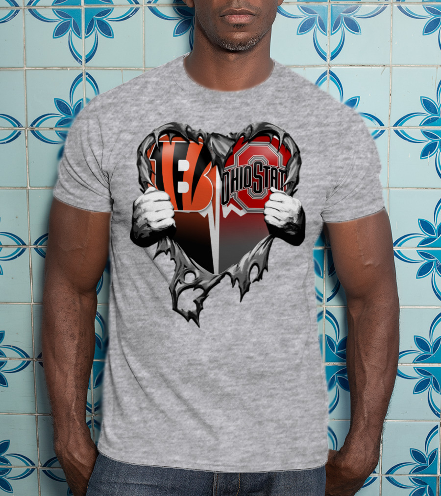 Bengals Ohio State Heart Rip Through T-Shirt
