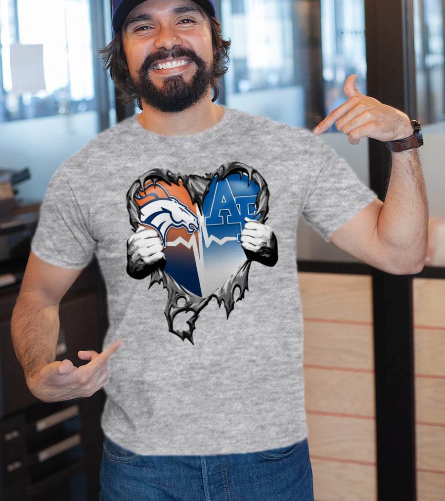 Denver Broncos Air Force Falcons Heart Rip T-Shirt