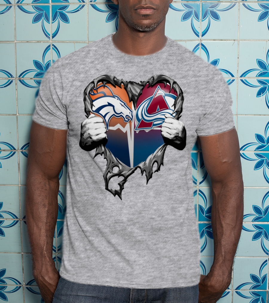 Broncos Avalanche Rip Heart T-Shirt