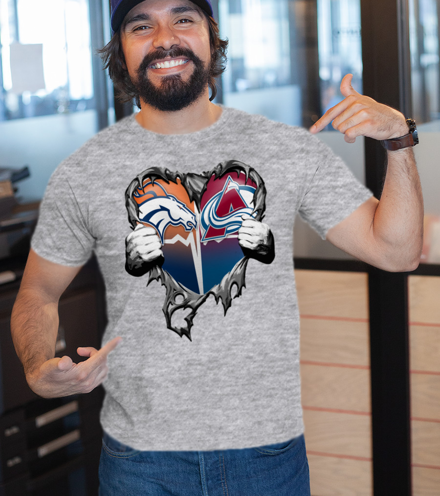 Broncos Avalanche Rip Heart T-Shirt