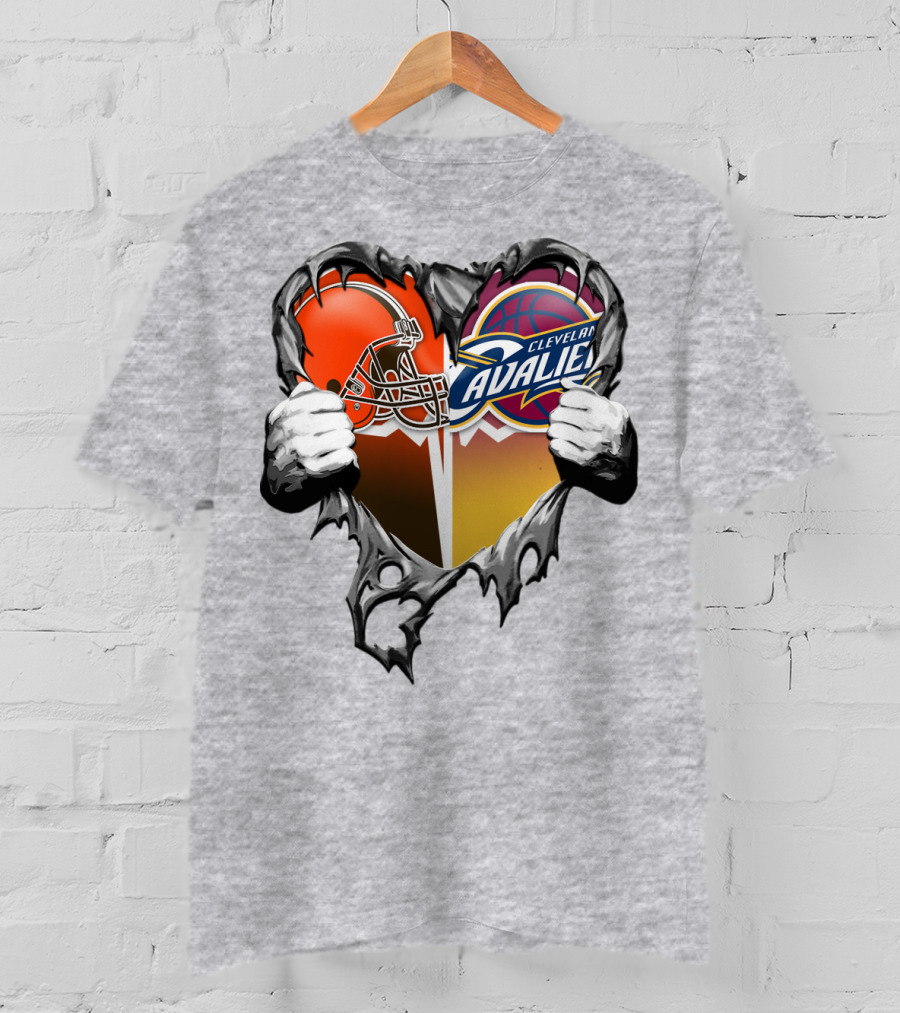 Cleveland Cavaliers Browns Heart Combination T-Shirt