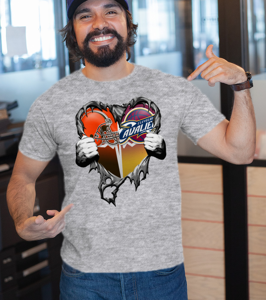 Cleveland Cavaliers Browns Heart Combination T-Shirt