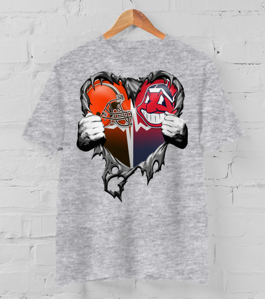 Cleveland Browns And Cleveland Indians Heart T-Shirt