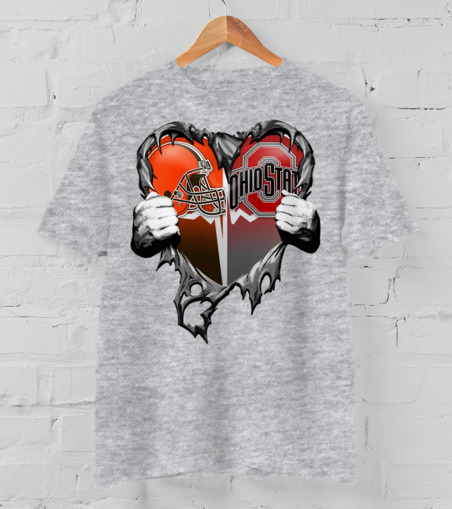 Cleveland Browns Ohio State Buckeyes Heart T-Shirt
