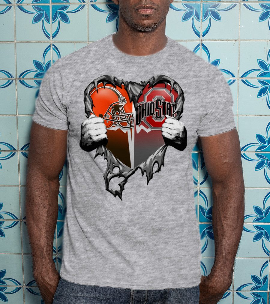 Cleveland Browns Ohio State Buckeyes Heart T-Shirt