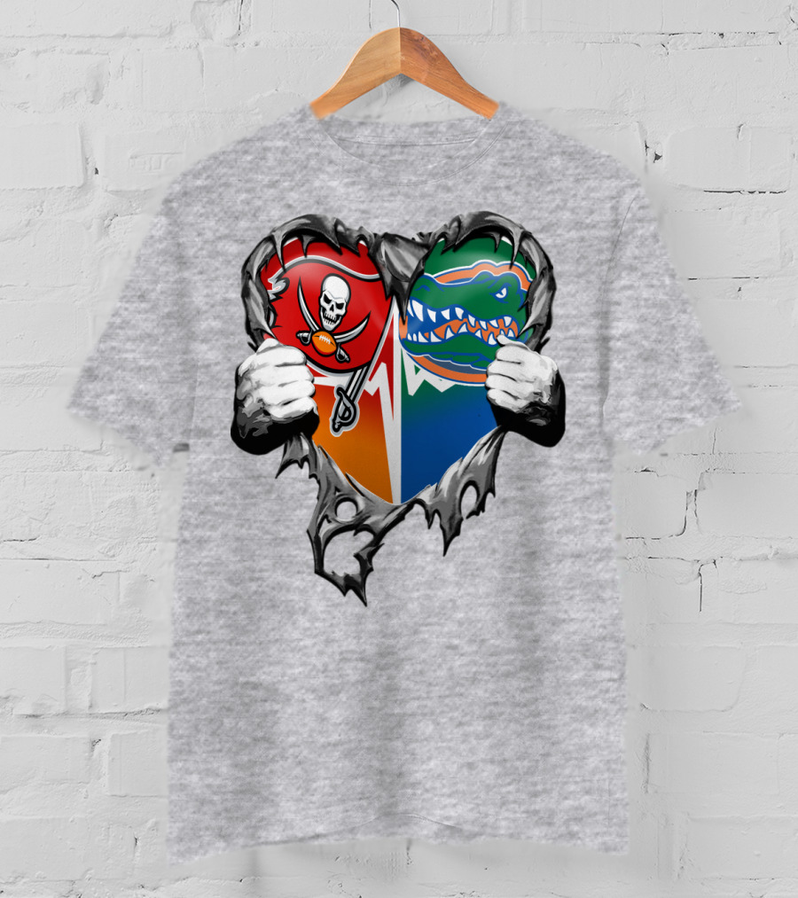 Tampa Bay Buccaneers Florida Gators Torn Heart T-Shirt