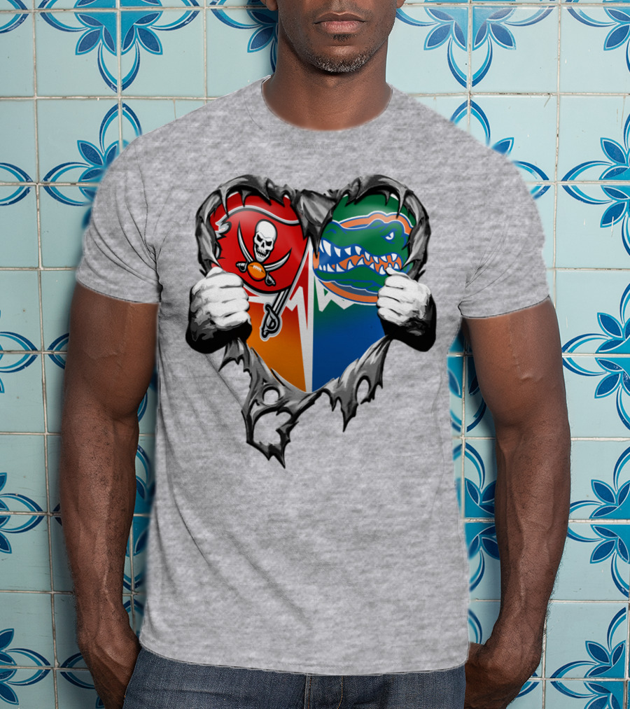 Tampa Bay Buccaneers Florida Gators Torn Heart T-Shirt