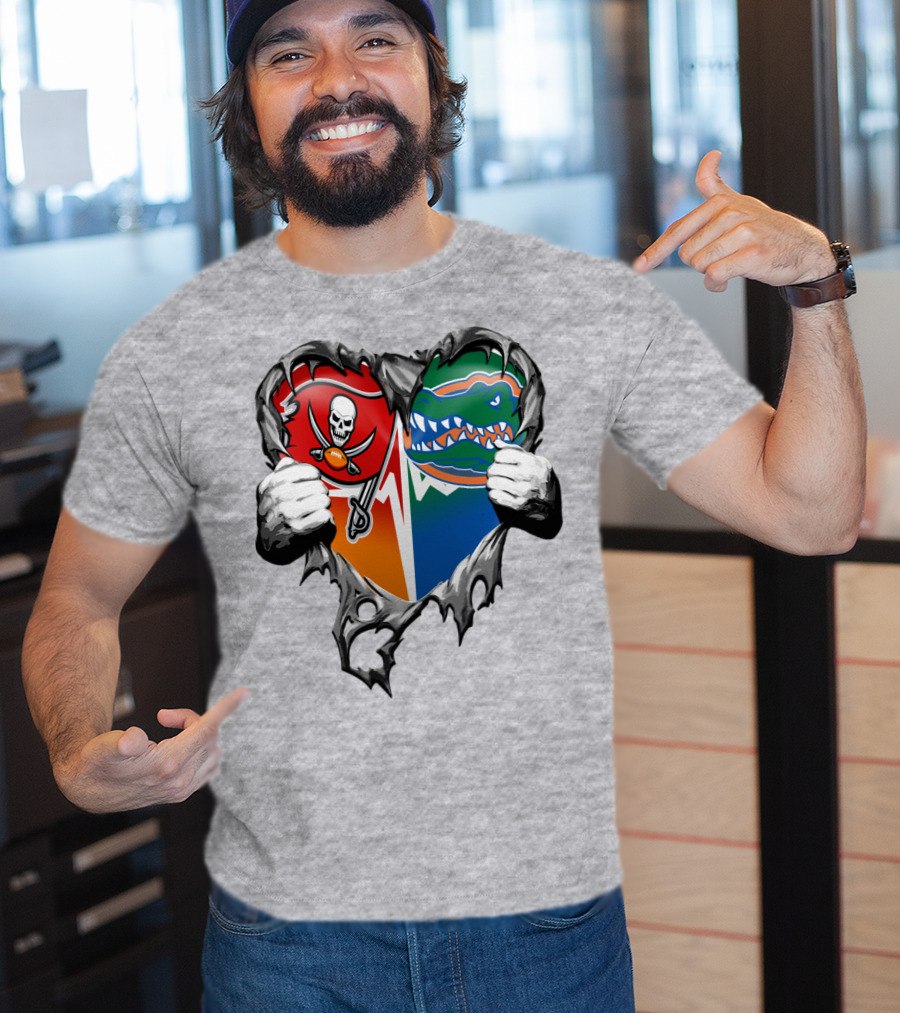 Tampa Bay Buccaneers Florida Gators Torn Heart T-Shirt