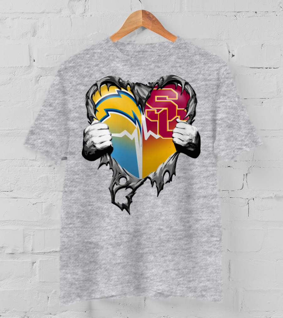 Chargers Usc Heart Logo Split T-Shirt