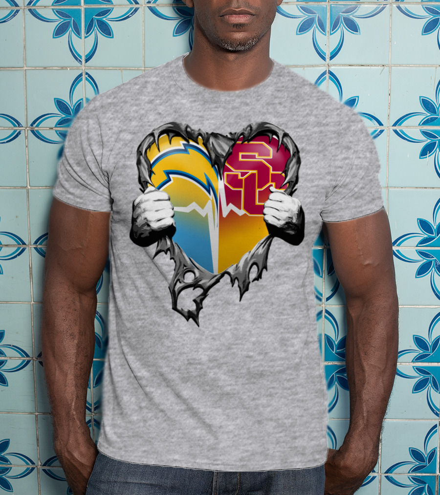 Chargers Usc Heart Logo Split T-Shirt