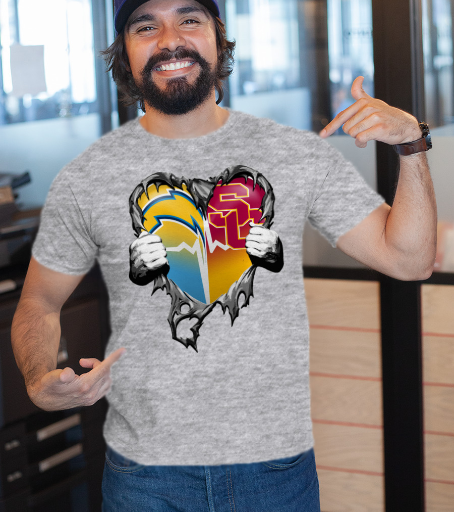 Chargers Usc Heart Logo Split T-Shirt