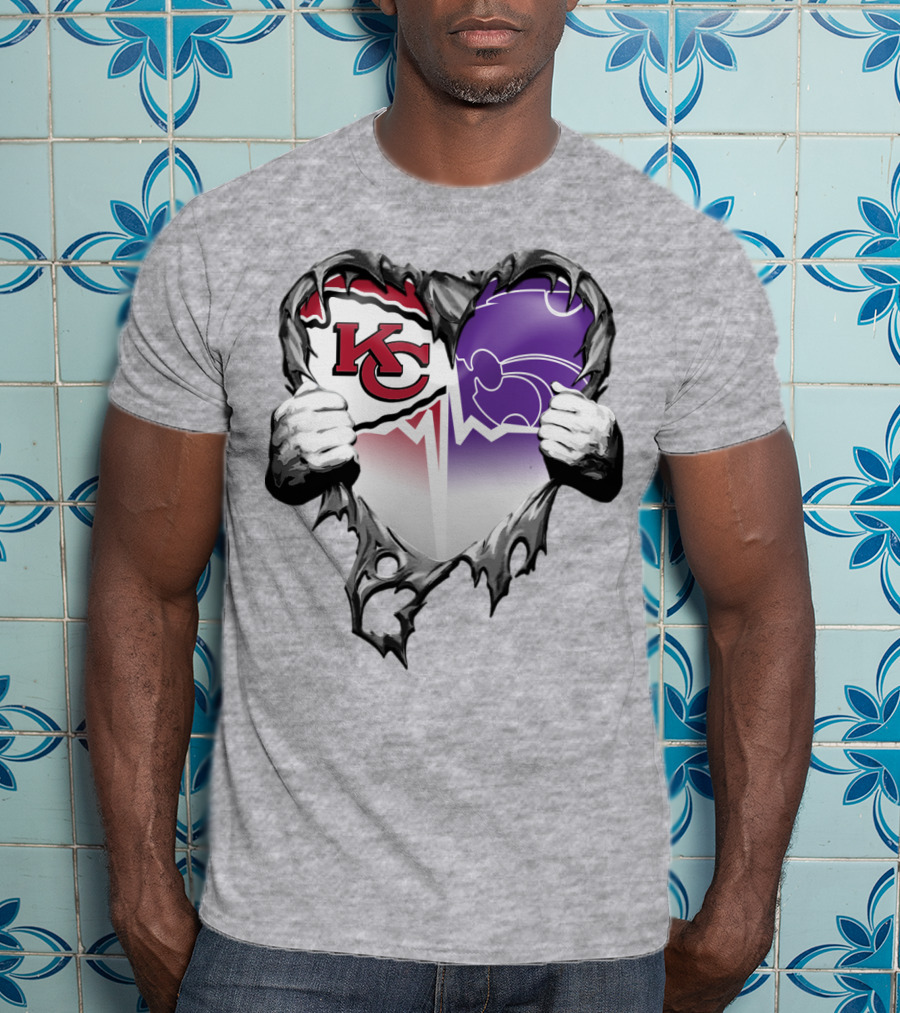 Kansas City Chiefs And Kansas State Wildcats Heart T-Shirt