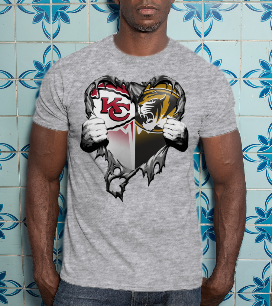 Kc Chiefs And Missouri Tigers Heart T-Shirt