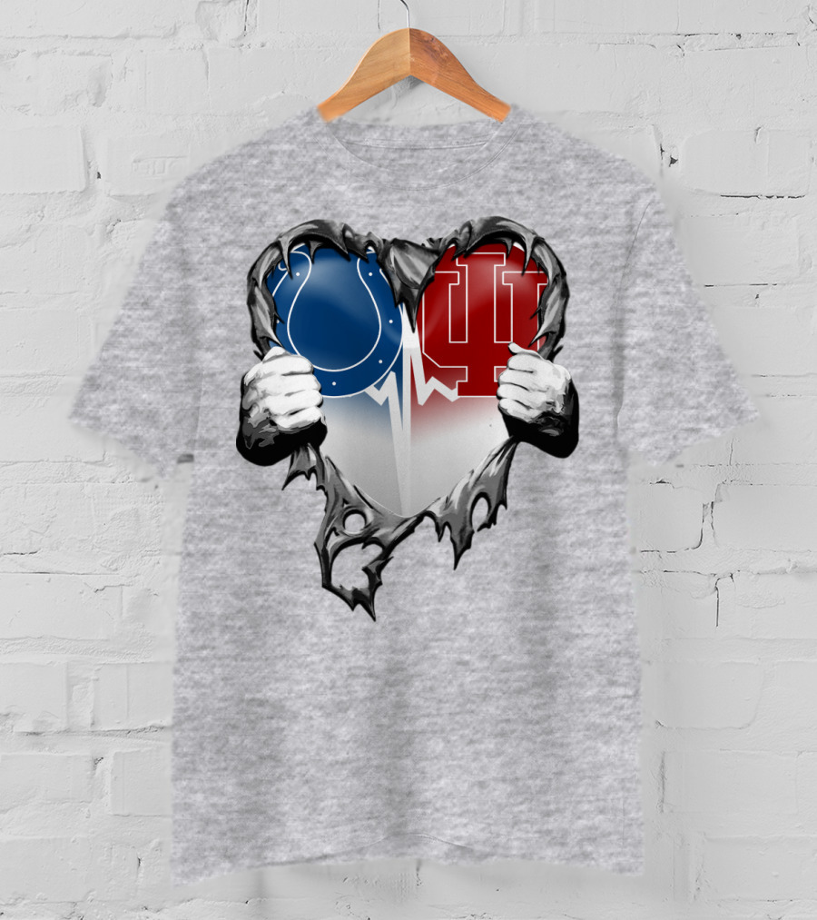 Colts Indiana Hoosiers Heart Torn Open T-Shirt