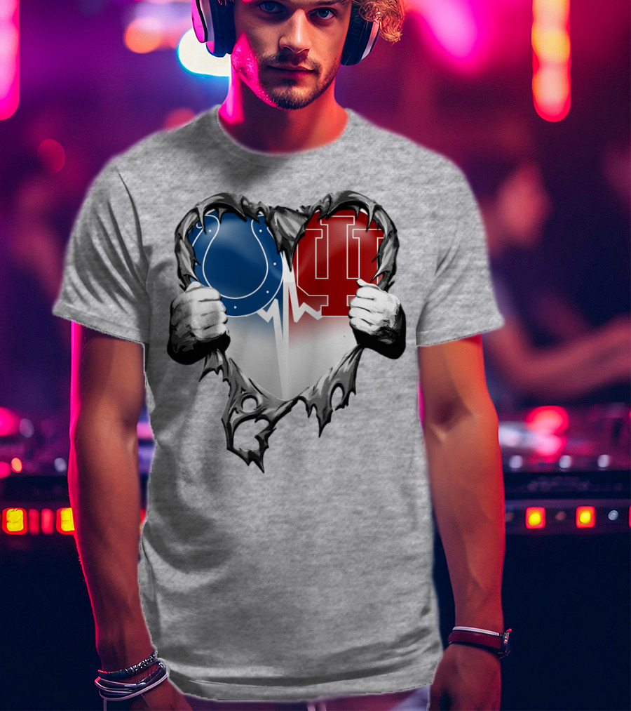 Colts Indiana Hoosiers Heart Torn Open T-Shirt
