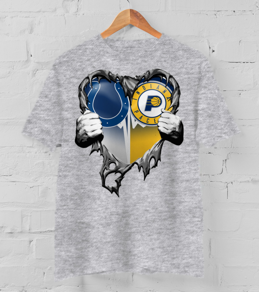 Indianapolis Colts Indiana Pacers Heart Rip T-Shirt