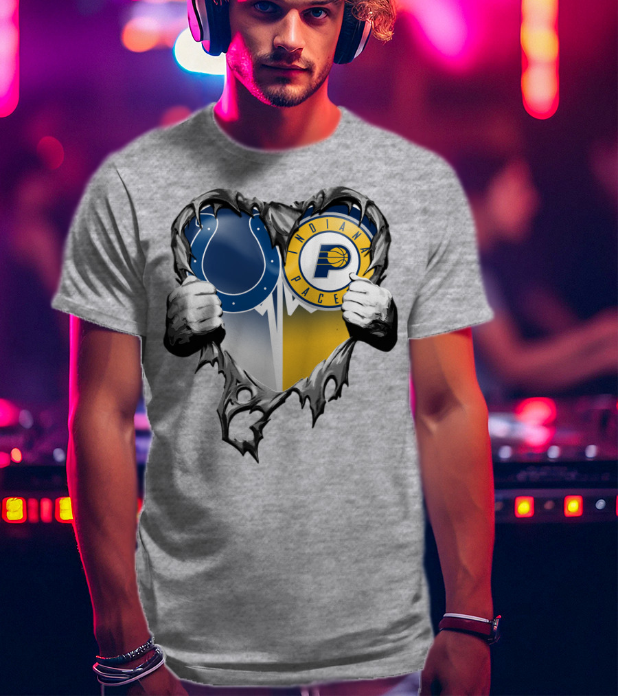 Indianapolis Colts Indiana Pacers Heart Rip T-Shirt