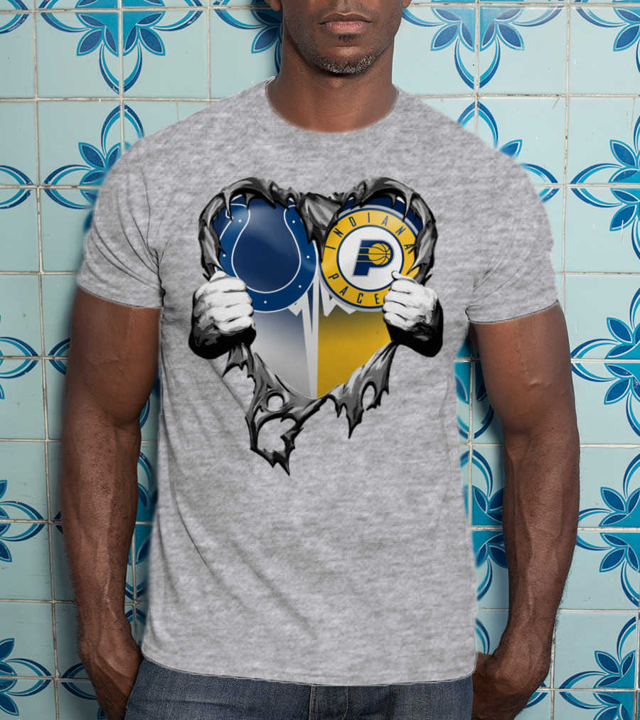 Indianapolis Colts Indiana Pacers Heart Rip T-Shirt