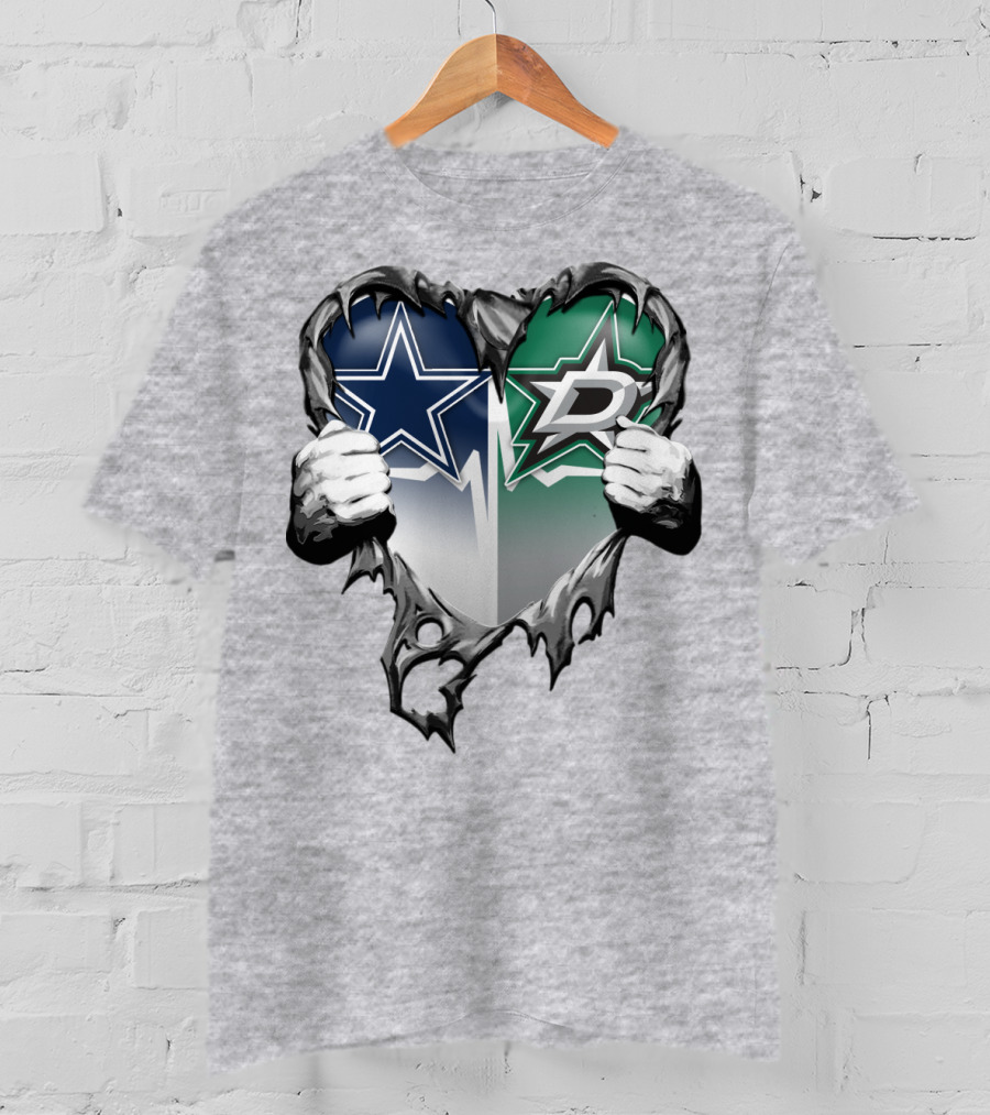 Dallas Cowboys Star Dallas Stars Logo Heart Hands Xatt044 T-Shirt