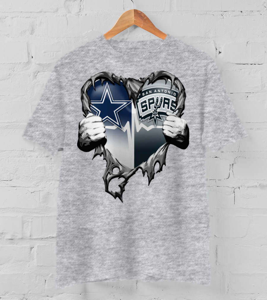 Dallas Cowboys San Antonio Spurs Heart T-Shirt