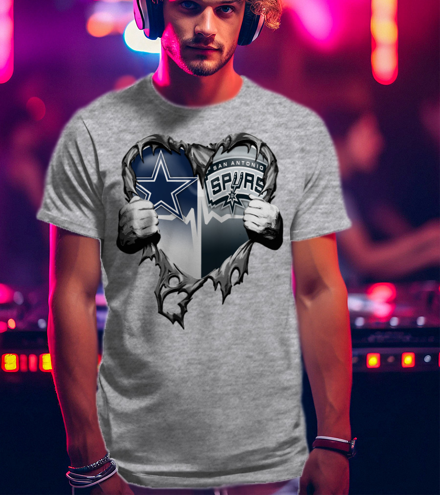 Dallas Cowboys San Antonio Spurs Heart T-Shirt
