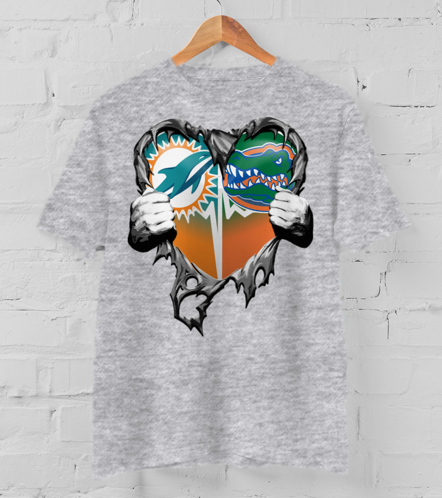Miami Dolphins Florida Gators Heart Design Xatt048 T-Shirt