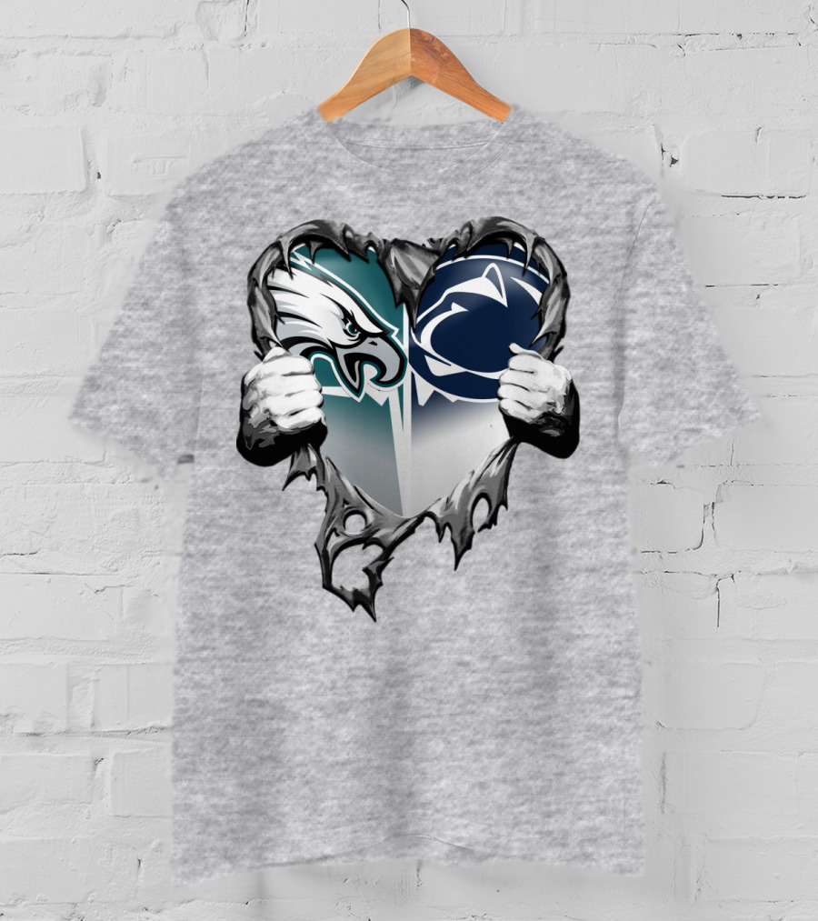 Philadelphia Eagles And Penn State Nittany Lions Heart Logo Rip Xatt053 T-Shirt