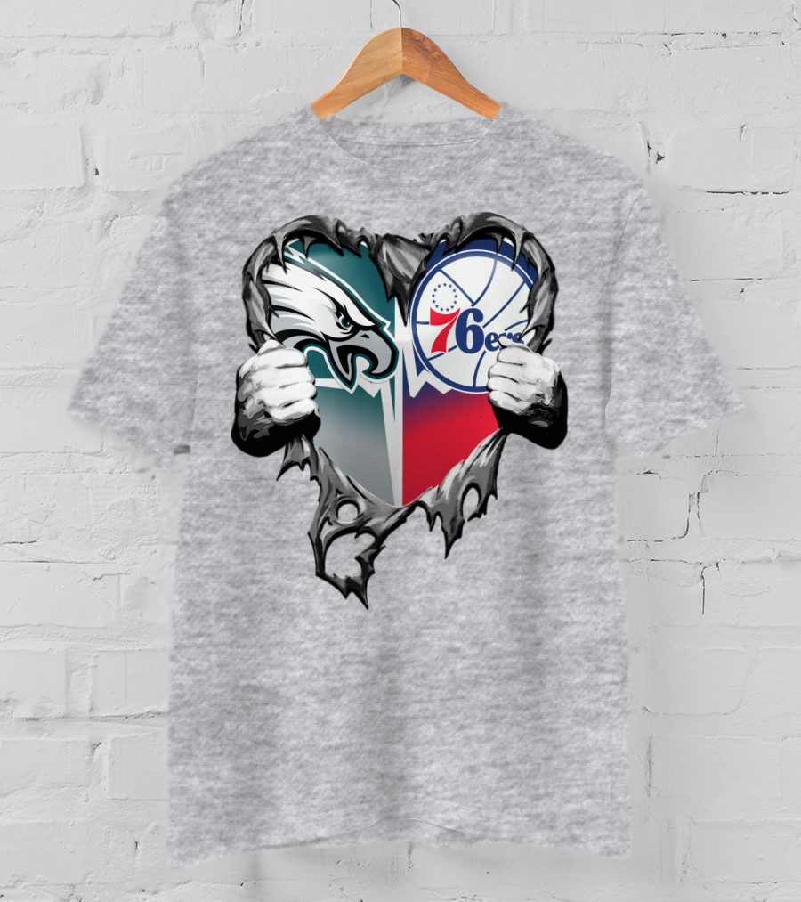 Philadelphia Eagles And 76ers Heart T-Shirt