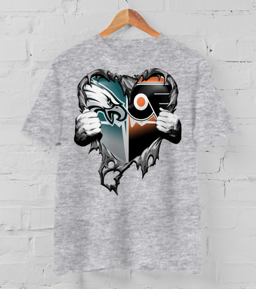 Eagles Flyers Heart Logo Combination T-Shirt