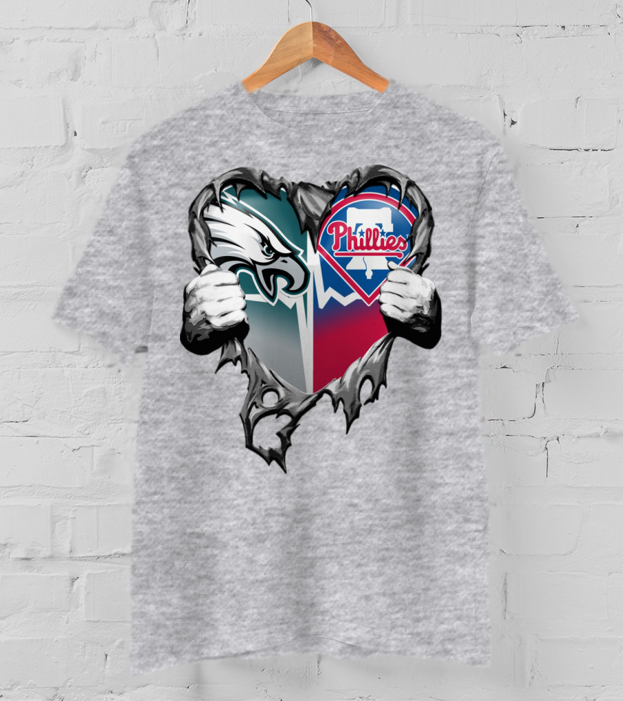 Eagles Phillies Heart Logo Blend T-Shirt