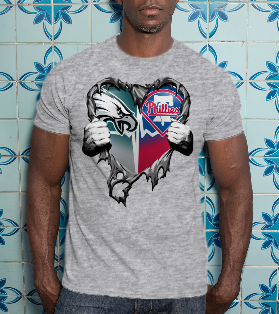 Eagles Phillies Heart Logo Blend T-Shirt